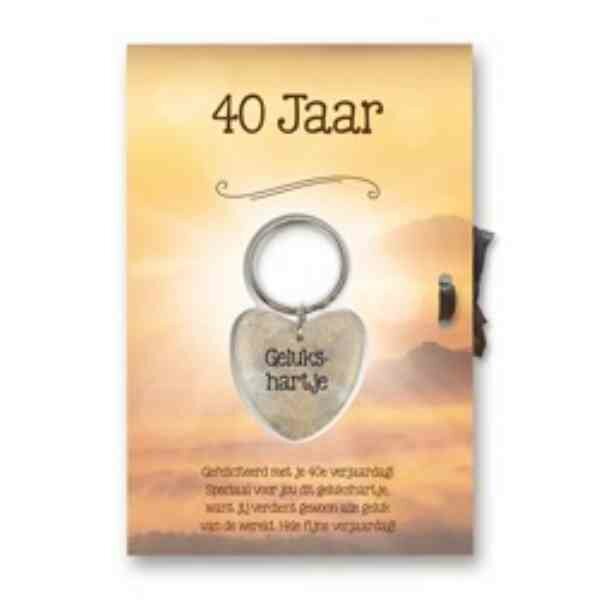 Gelukshart Sleutelhanger Giftcard 40 jaar