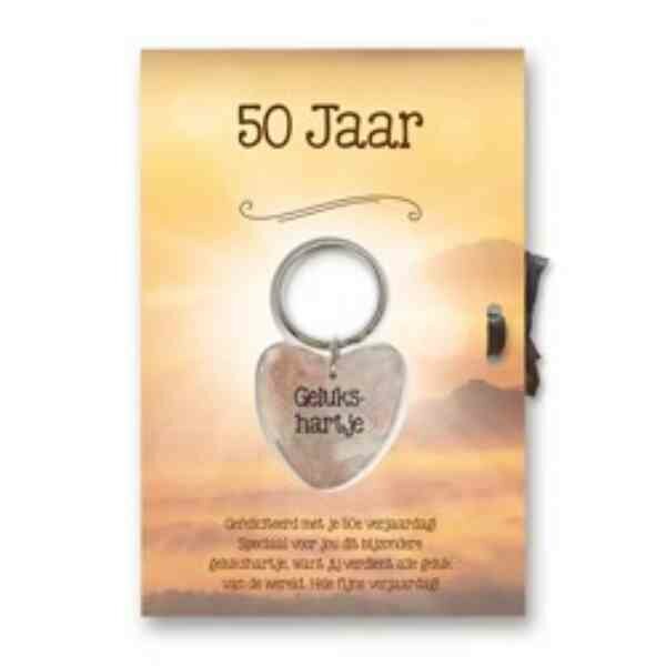 Gelukshart Sleutelhanger Giftcard 50 Jaar