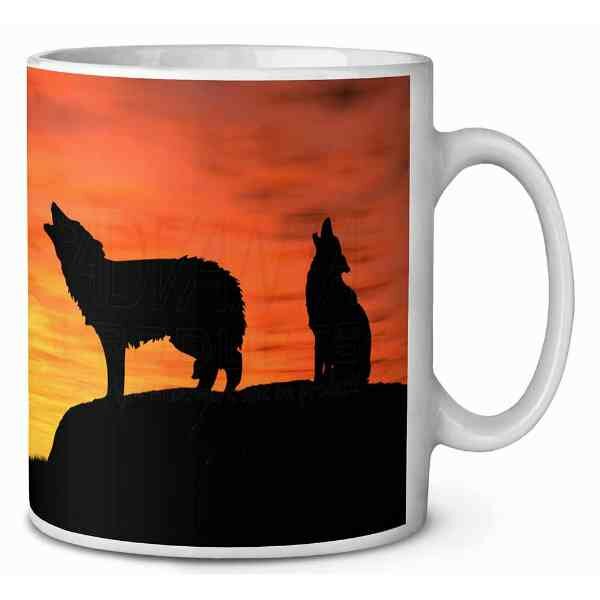 2 wolven Zonsondergang  Koffie-thee mok