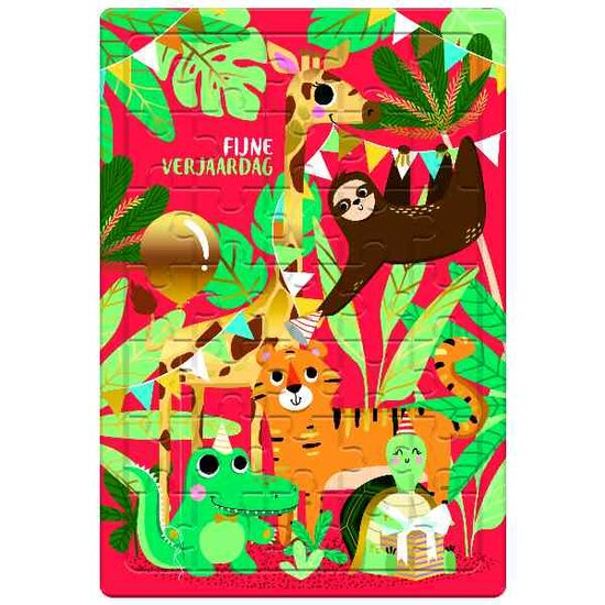 Puzzel Wenskaart  Jungle fijne verjaardag