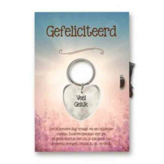 Gelukshart Sleutelhanger Giftcard Gefeliciteerd