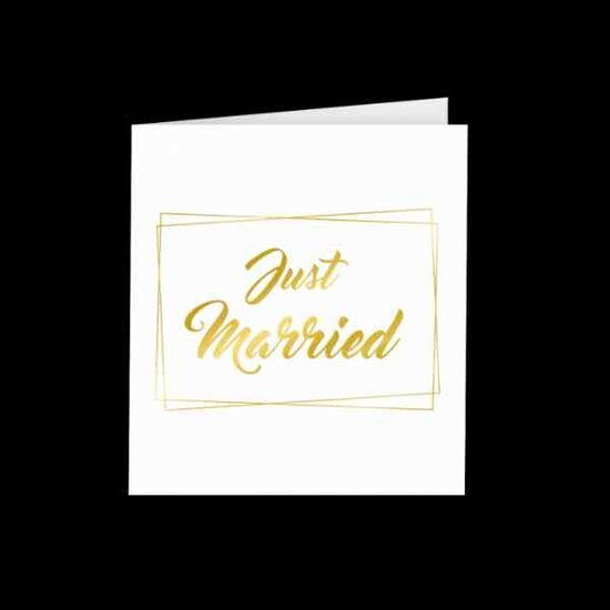 Gold White Cards Just Married